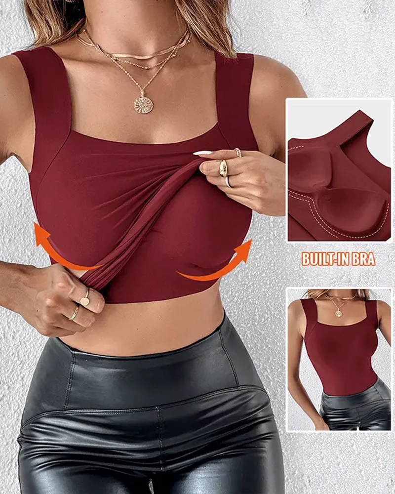 High Elastic Seamless Sleeveless Cami Shaper Vest With Built-In Bra