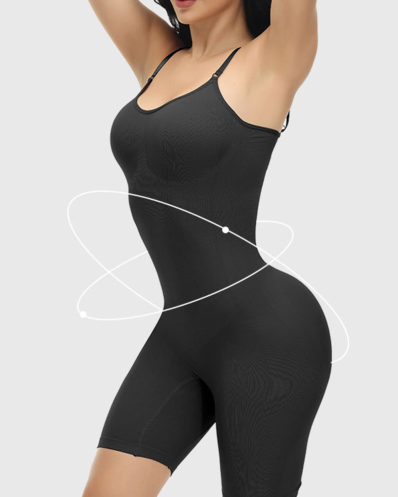 Powerful Waist Slimming Tummy Tuck Seamless Mid-Length Bodysuit