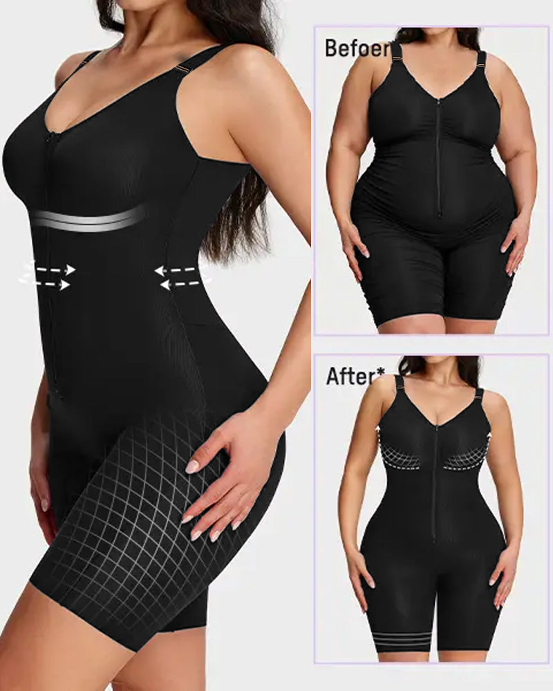 Back-Release Front Zipper Full Body Shaper