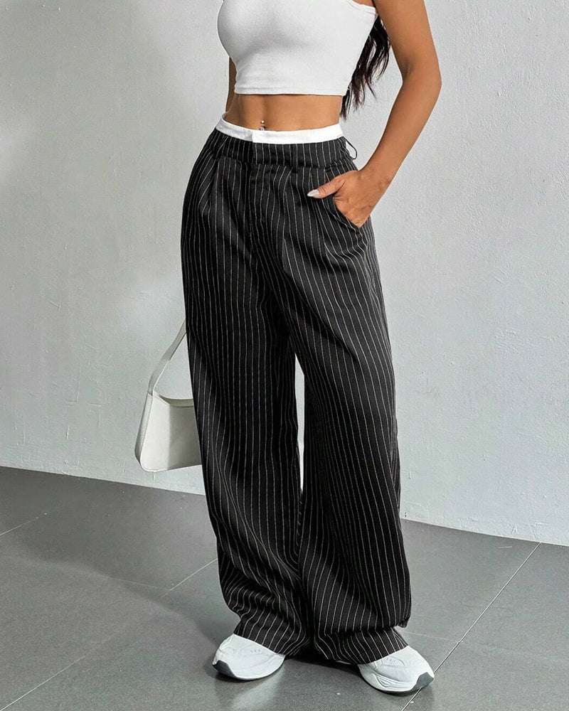 Simple Drape Loose Straight Pants