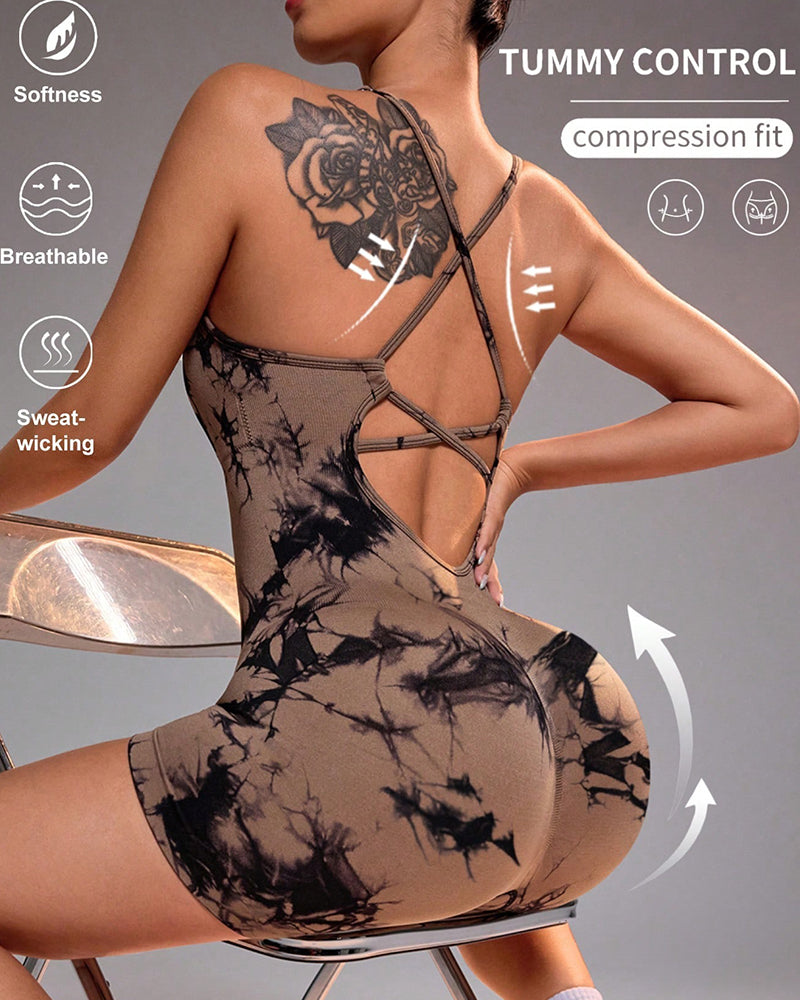 Tie-Dye Back Yoga Romper