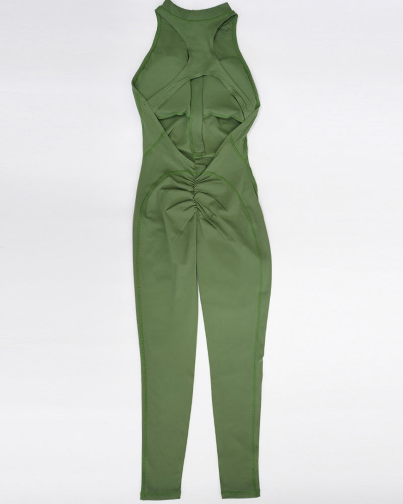 Zip Front Sleeveless Jumpsuit