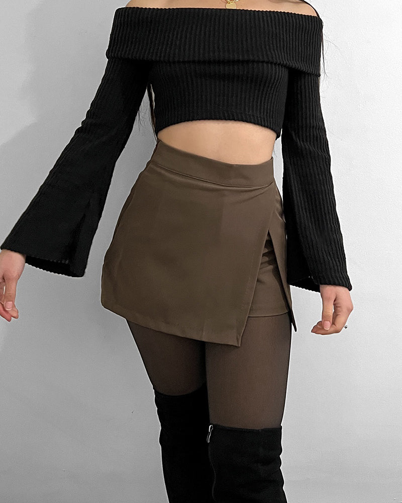 Front Slit Hip Shorts Skirt