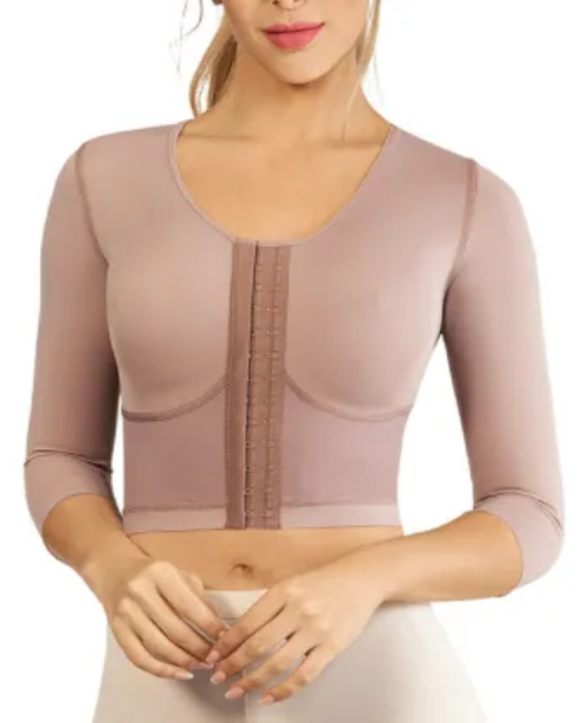 Strapless Top With Middle Sleeve Breasted Hood