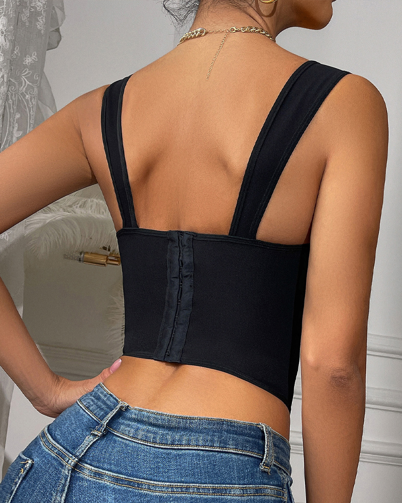 Lace Panel Slim Fit Bustier