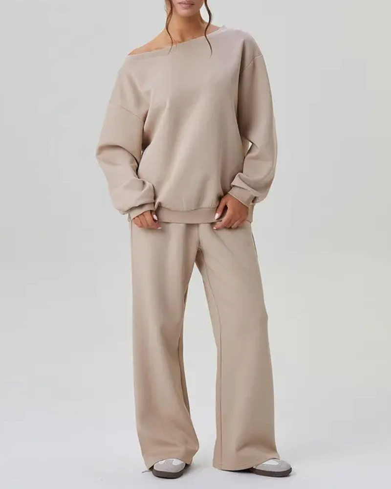 Off-Shoulder Sports Casual Suit