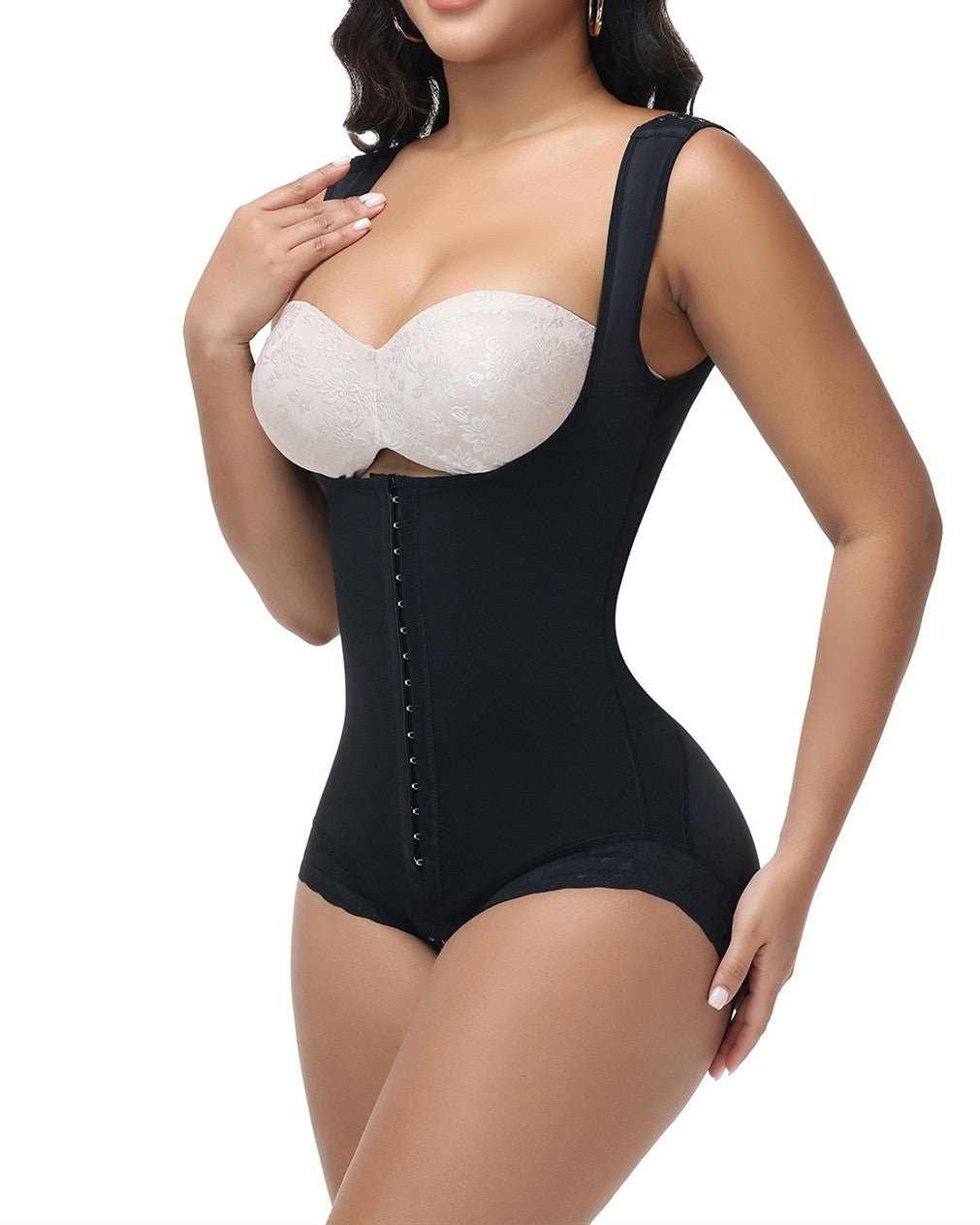 Curvy-Faja Button Down Bodysuit Shapewear - Tummy Control Thong Bodysuit with Snap Closure