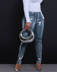 Silver-Tone Skinny Stretch Jeans