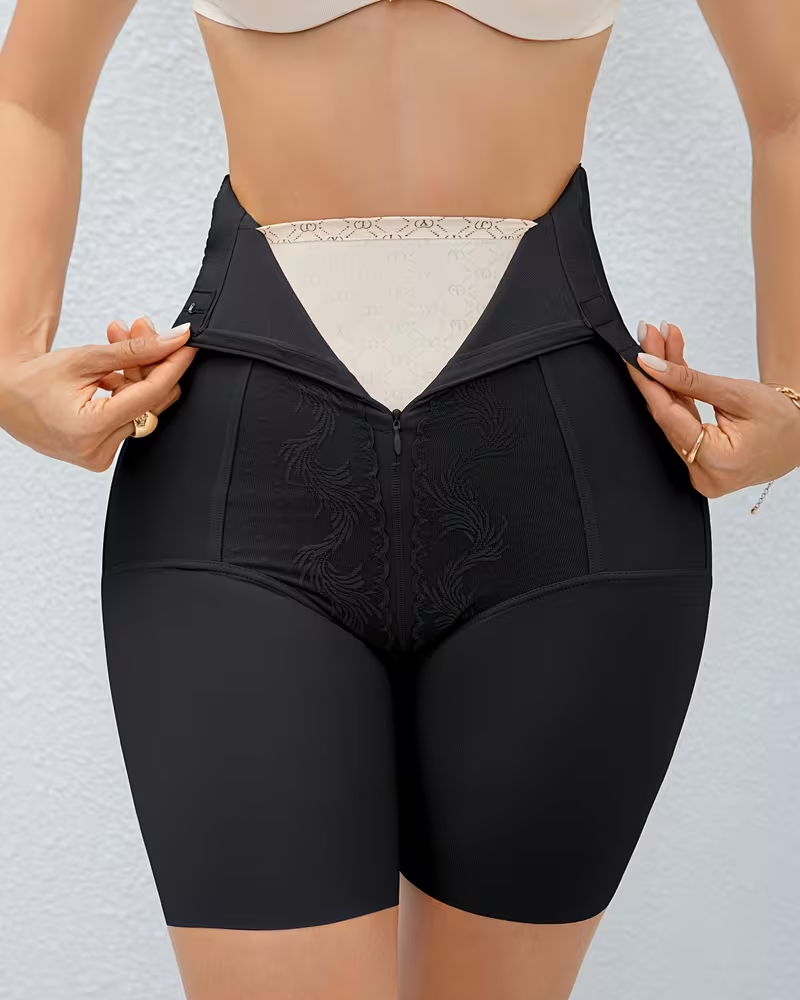 Tummy Control High Waist Shapewear With Zipper And Hook Closure