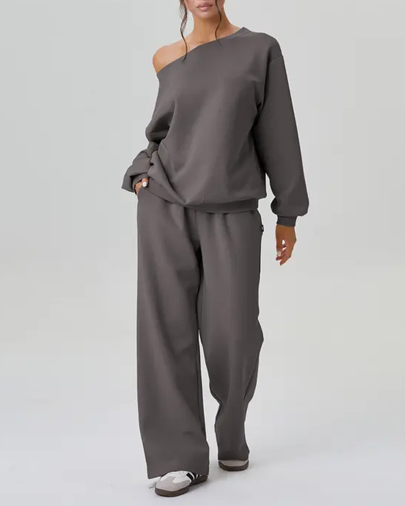 Off-Shoulder Sports Casual Suit