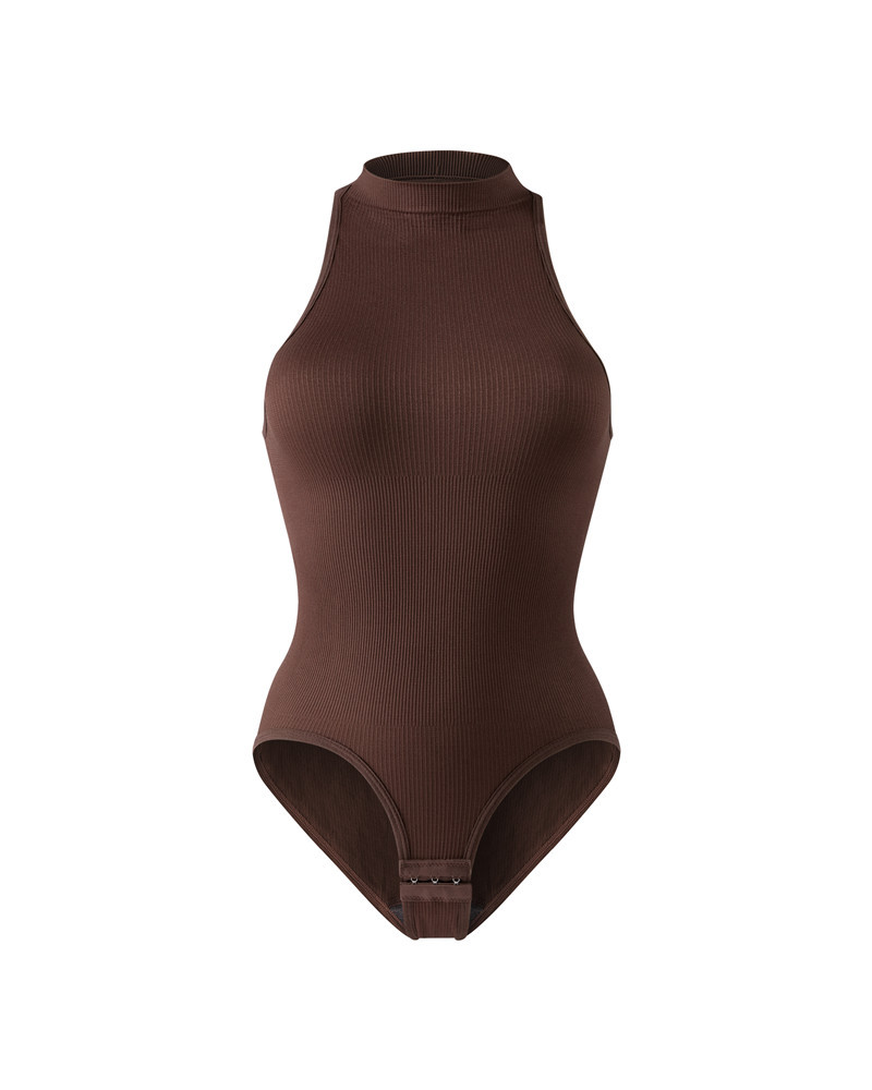 High-Neck Round-Neck Sleeveless Tight-Fitting Tummy-Control Bodysuit