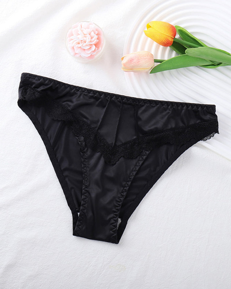 One-Piece Satin Seamless Cotton Crotch Briefs