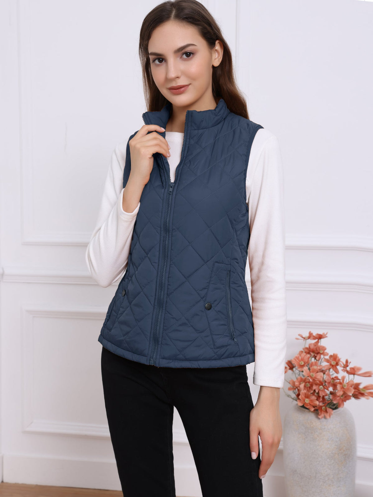 Stand Collar Lightweight Gilet Quilted Zipper Vest
