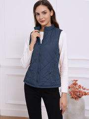 Stand Collar Lightweight Gilet Quilted Zipper Vest