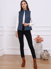 Stand Collar Lightweight Gilet Quilted Zipper Vest