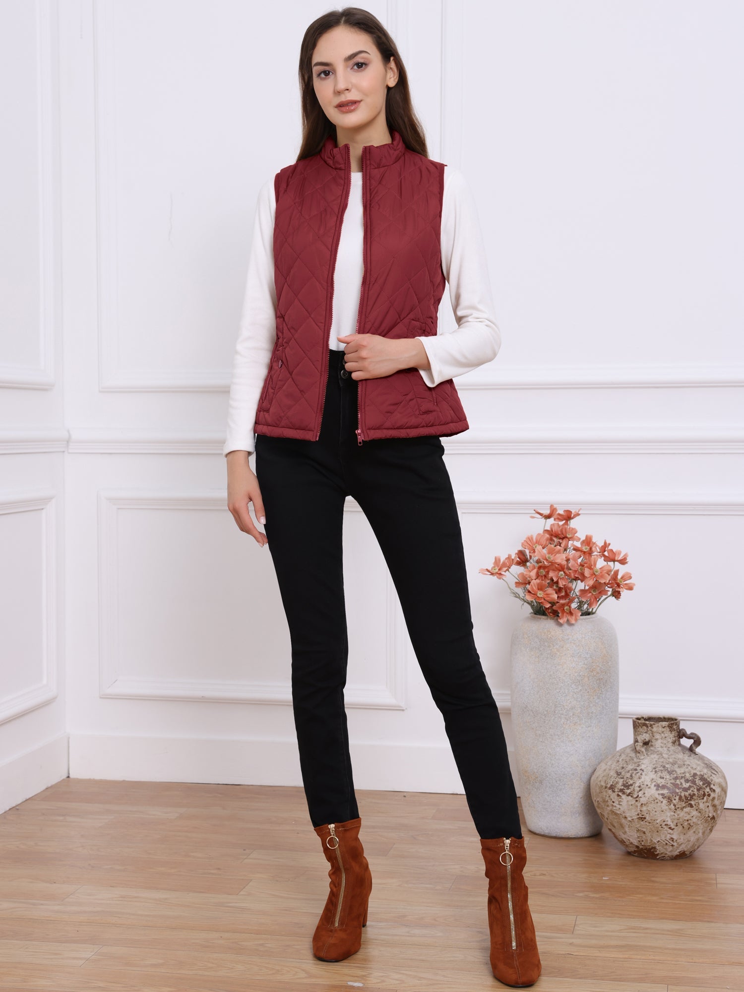 Stand Collar Lightweight Gilet Quilted Zipper Vest