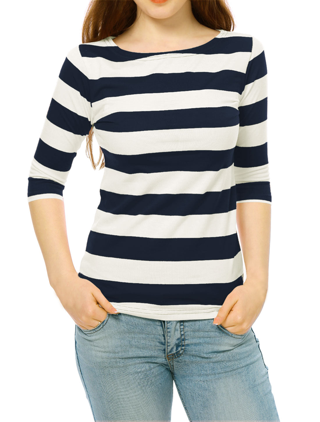 Halloween 3/4 Sleeve T-shirt Casual Boat Neck Slim Fit Tee