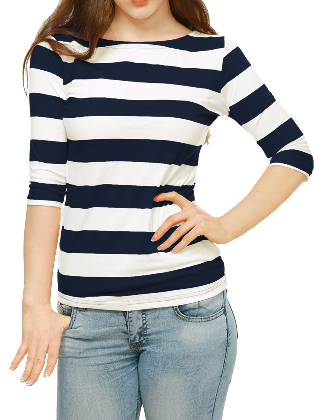 Halloween 3/4 Sleeve T-shirt Casual Boat Neck Slim Fit Tee