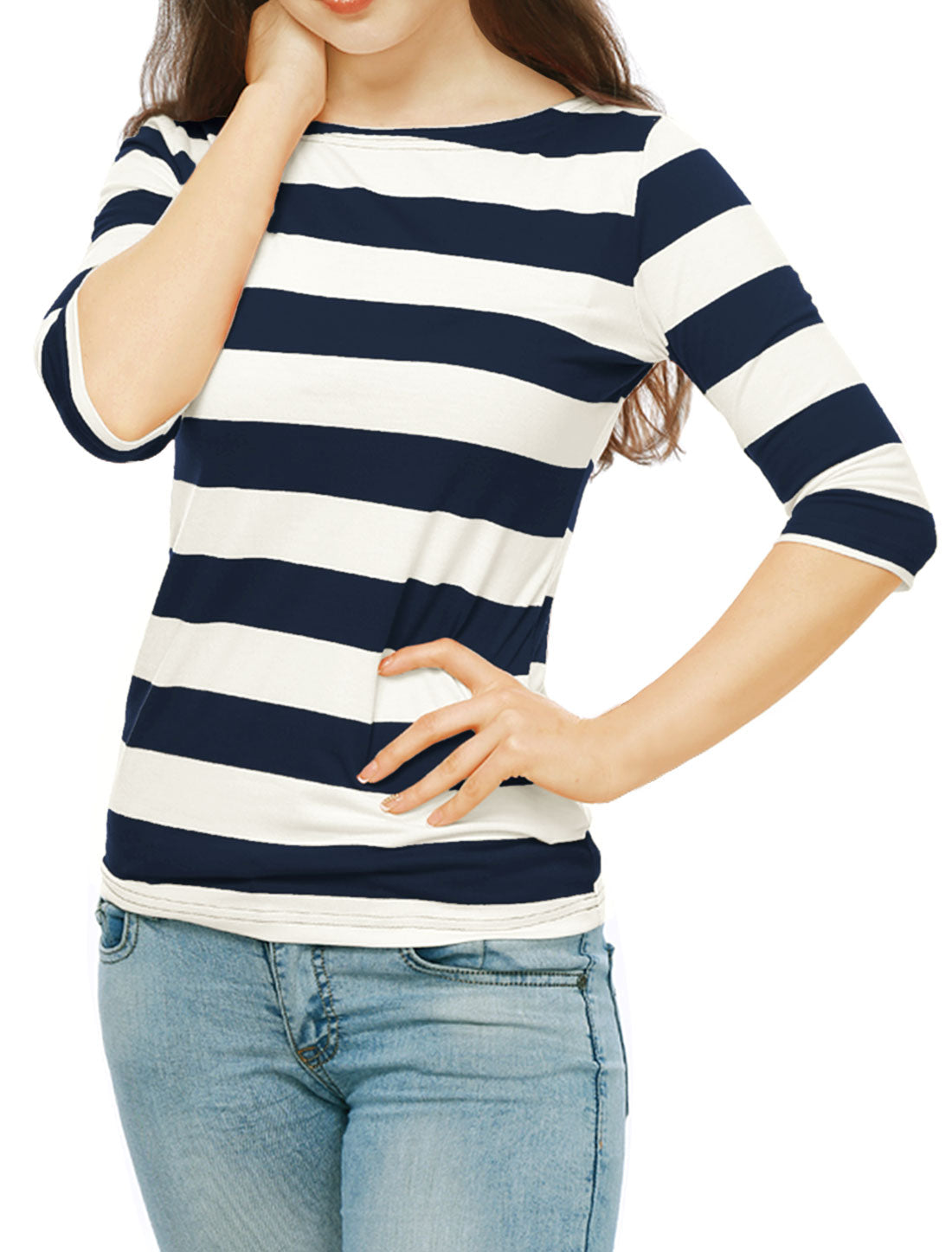 Halloween 3/4 Sleeve T-shirt Casual Boat Neck Slim Fit Tee