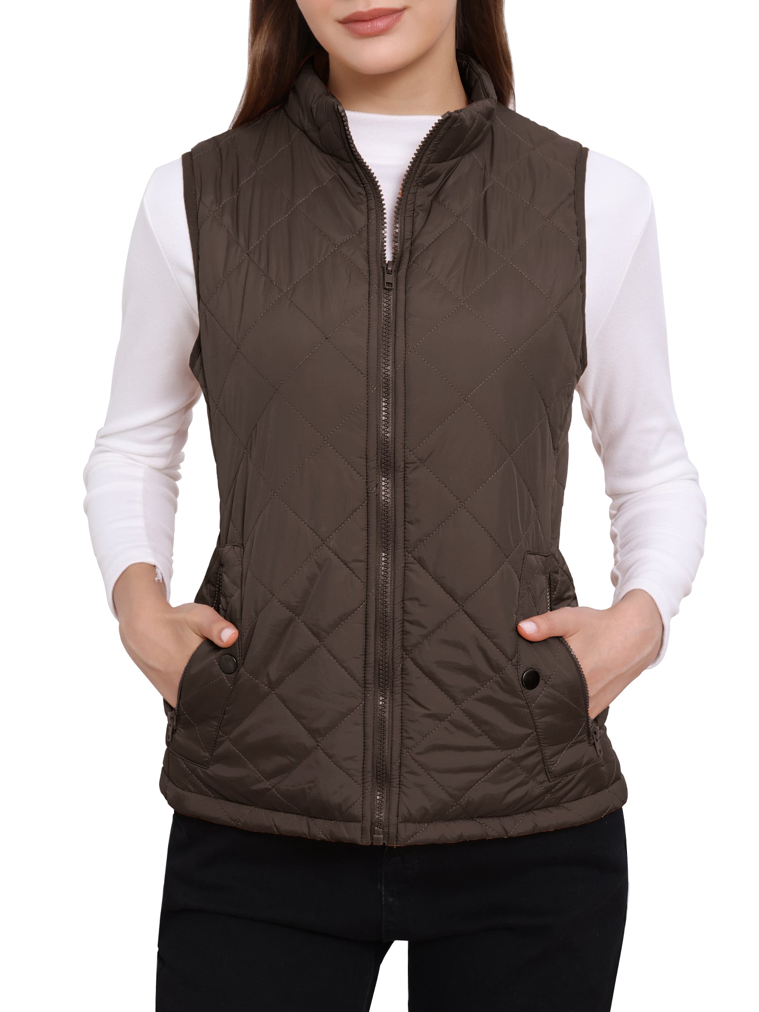 Stand Collar Lightweight Gilet Quilted Zipper Vest