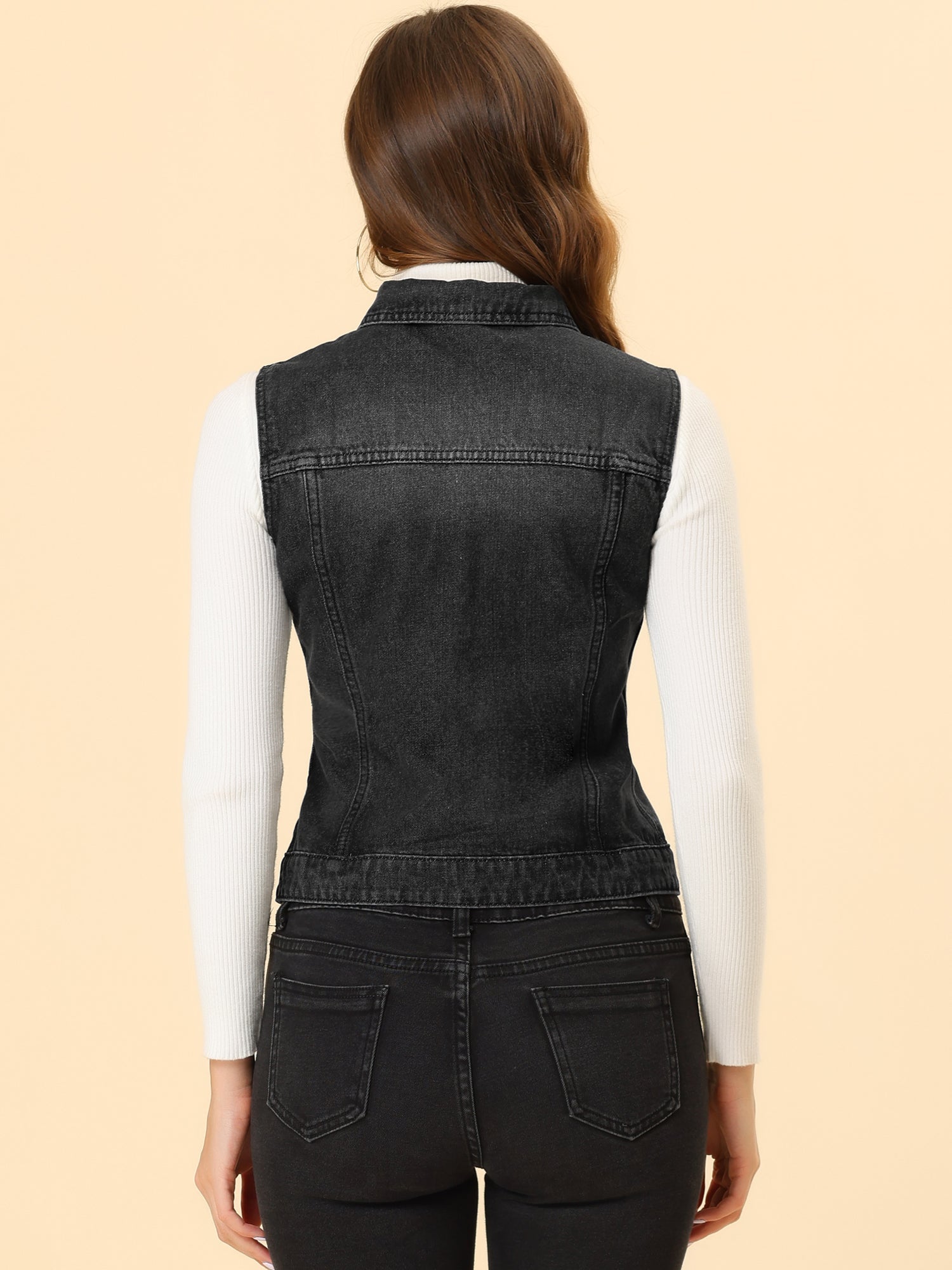 Buttoned Chest Flap Pocket Washed Denim Jacket Vest