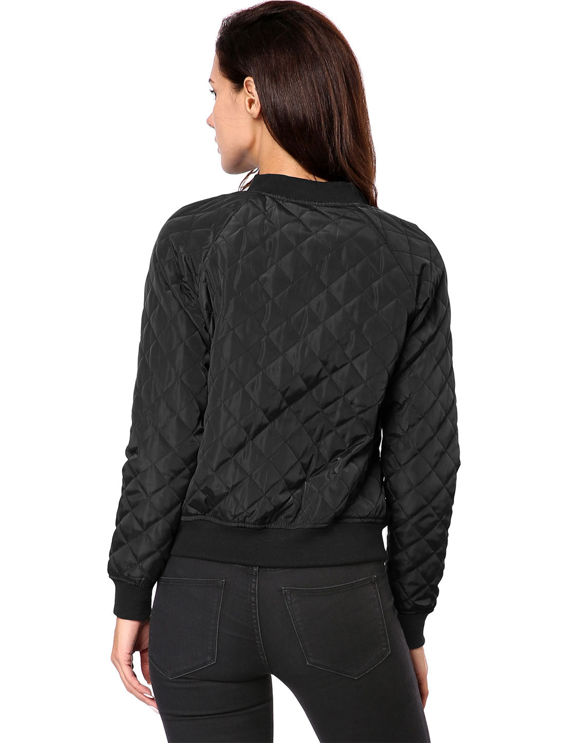 Casual Zip Up Raglan Long Sleeve Quilted Bomber Jacket