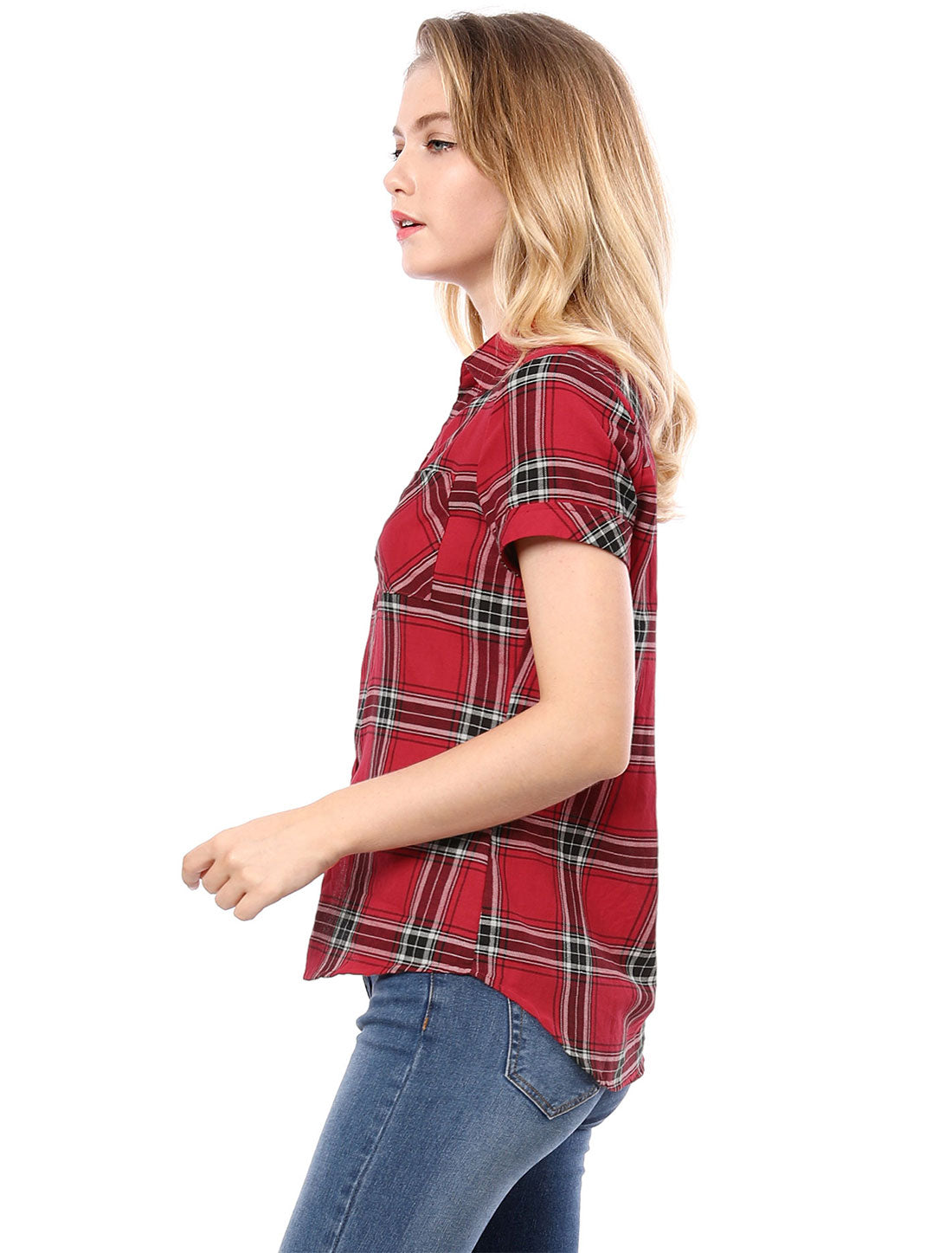 Classic Plaid Button Down Short Sleeve Shirt