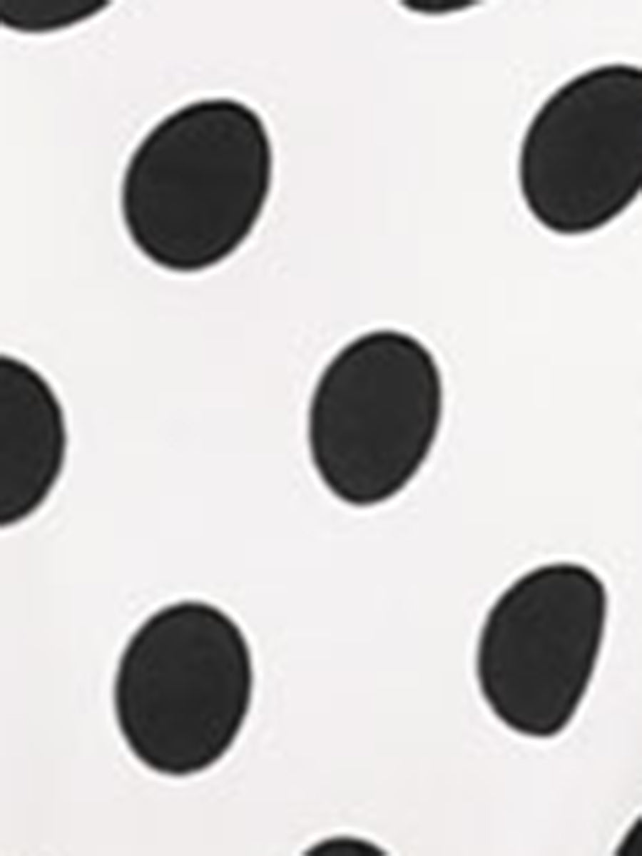 Polka Dots Contrast Peter Pan Collar Top 3/4 Sleeve Blouse Shirt