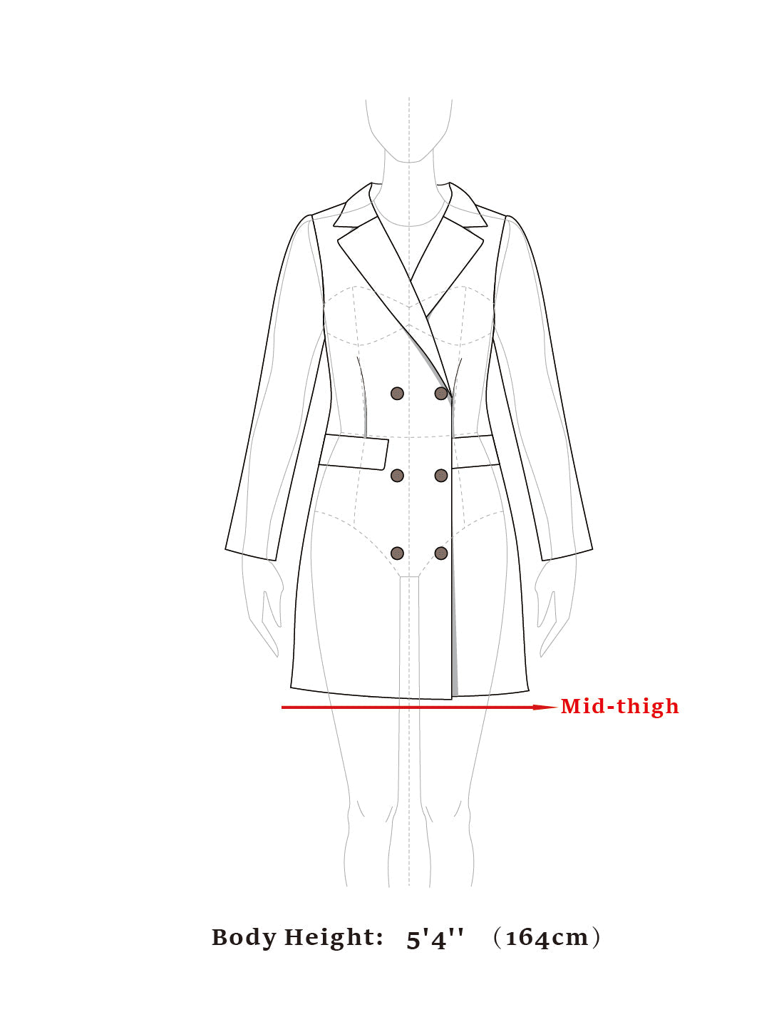 Turn Down Collar Single Breasted Winter Outwear Trench Coat