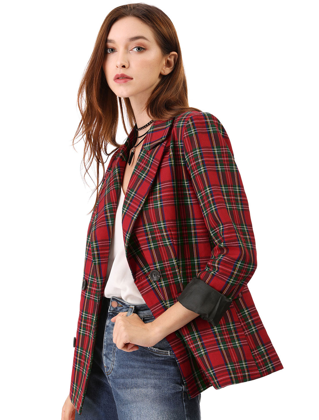Notched Lapel Double Breasted Work Formal Blazer