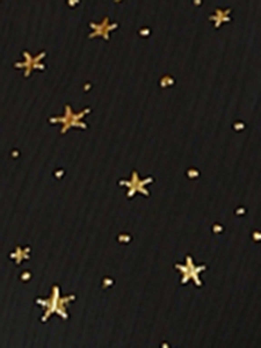 Choker V Neck Flared Gilding Metallic Shiny Star A-Line Dress