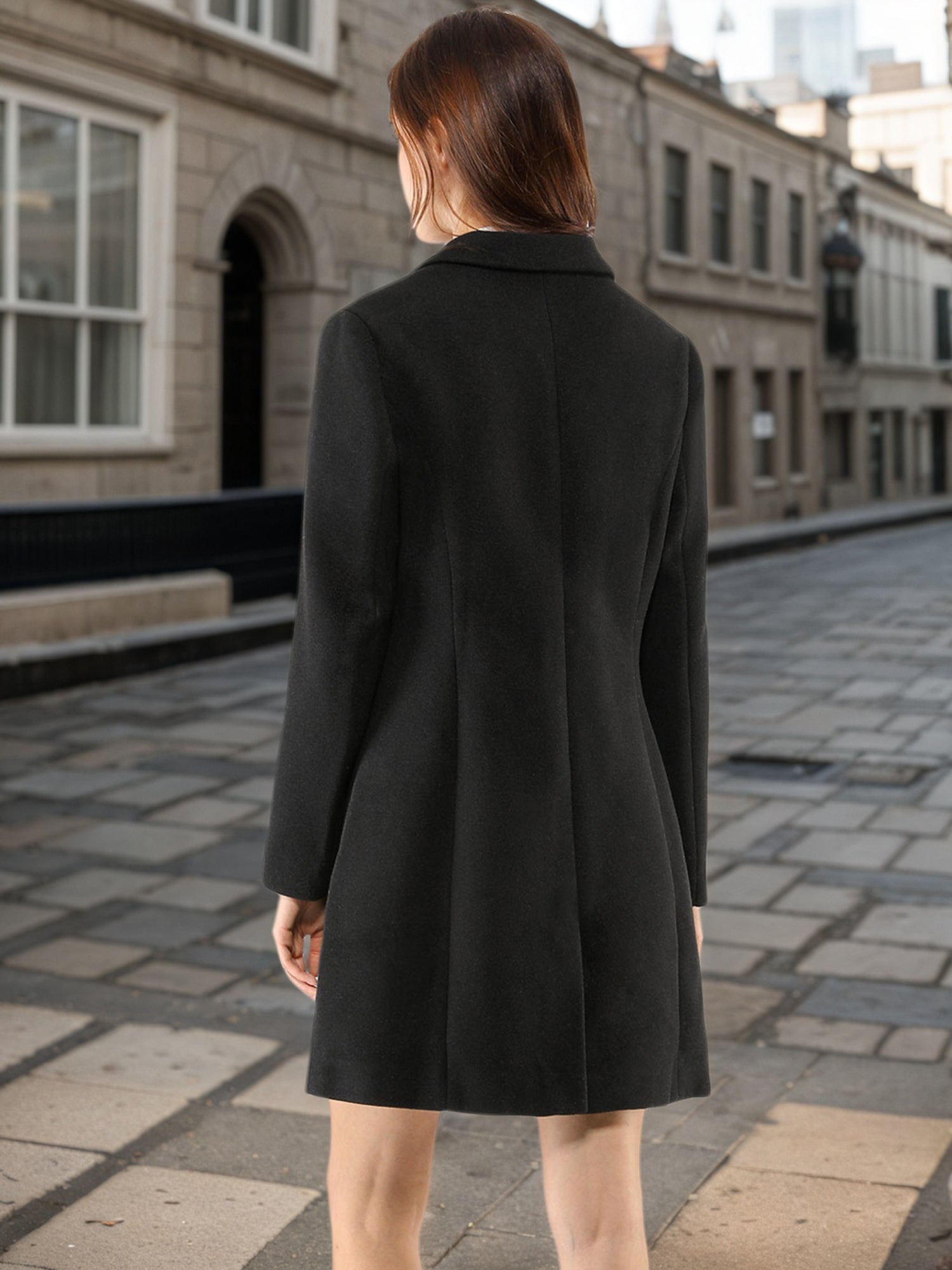 Notched Lapel Single Breasted Outwear Winter Pea Coat