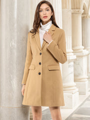 Notched Lapel Single Breasted Outwear Winter Pea Coat