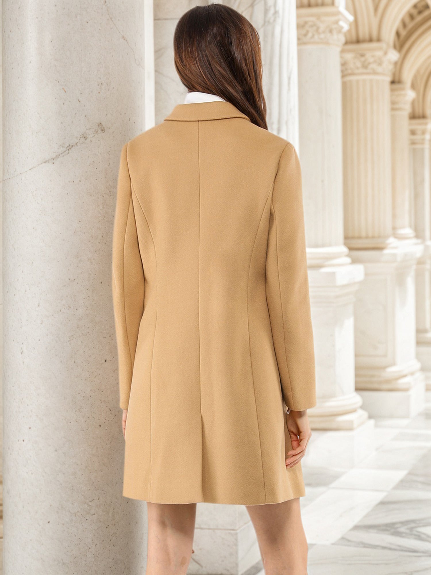 Notched Lapel Single Breasted Outwear Winter Pea Coat