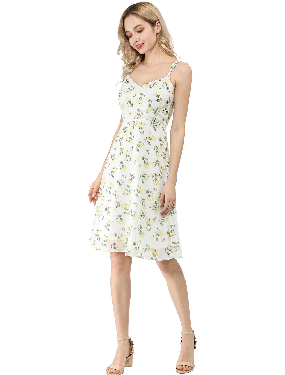 Spaghetti Strap Dress A-Line Smocked Beach Summer Floral Sundress