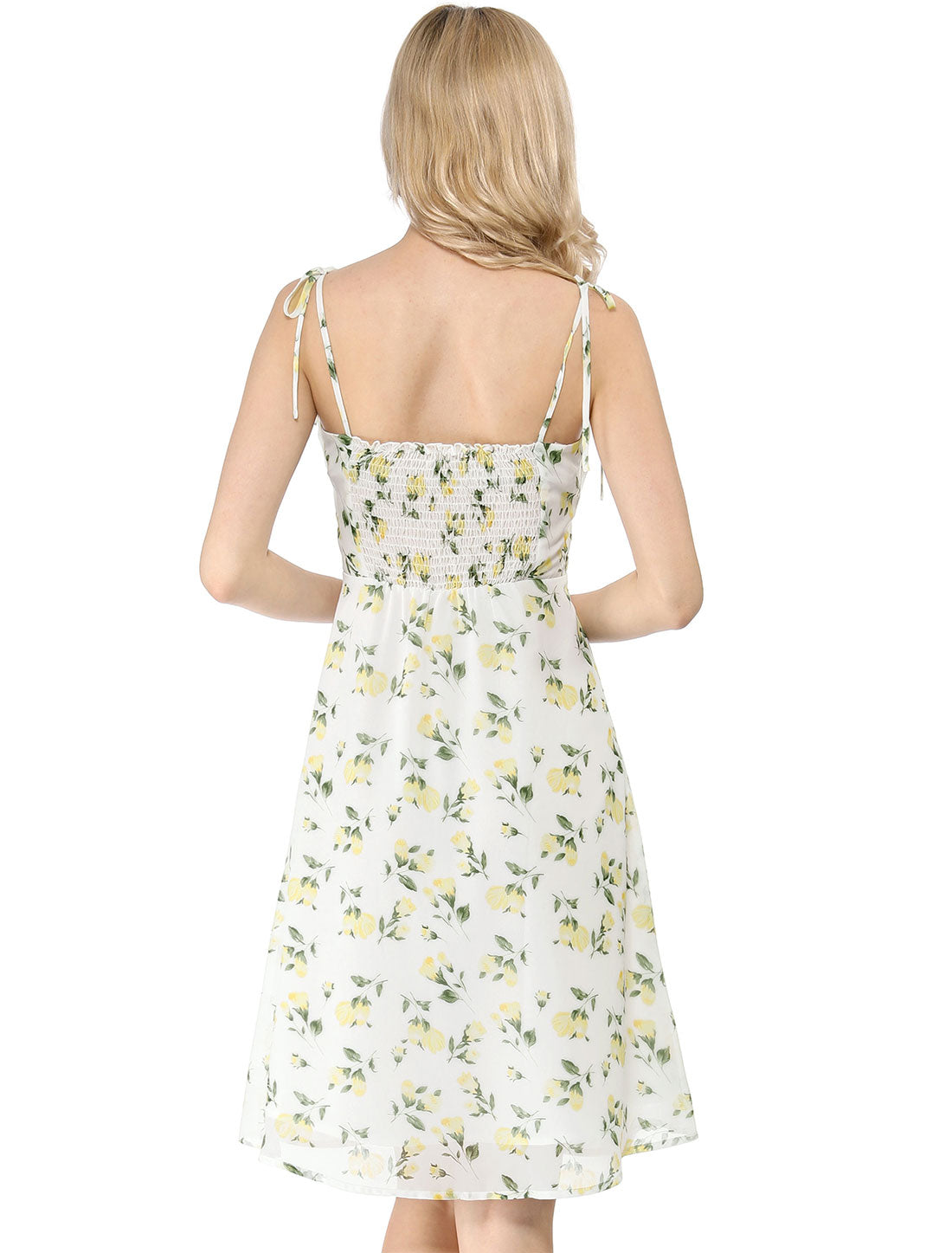 Spaghetti Strap Dress A-Line Smocked Beach Summer Floral Sundress