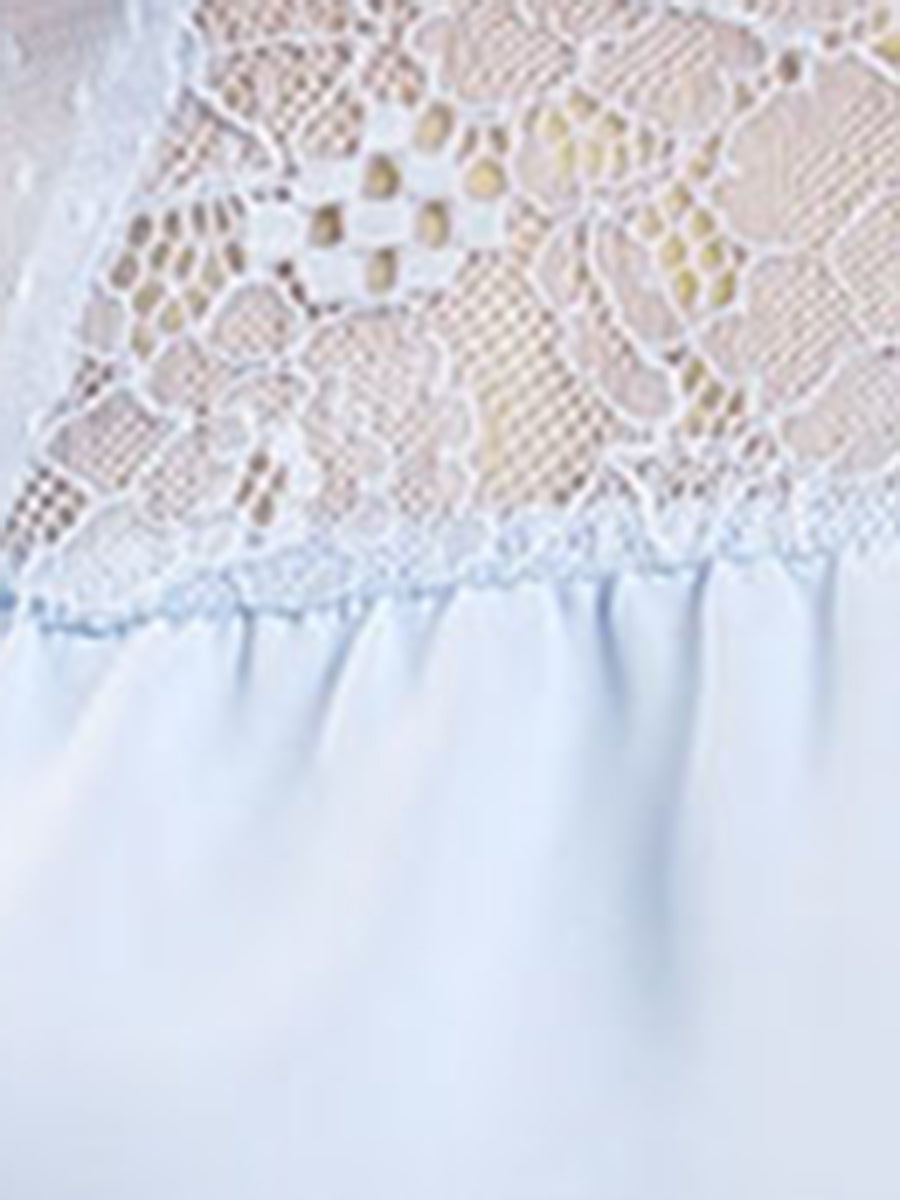 Lace Mesh Long Sleeve Top Round Neck Casual Elegant Blouse