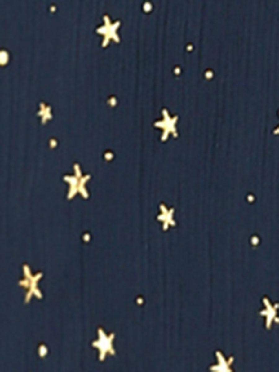 Choker V Neck Flared Gilding Metallic Shiny Star A-Line Dress
