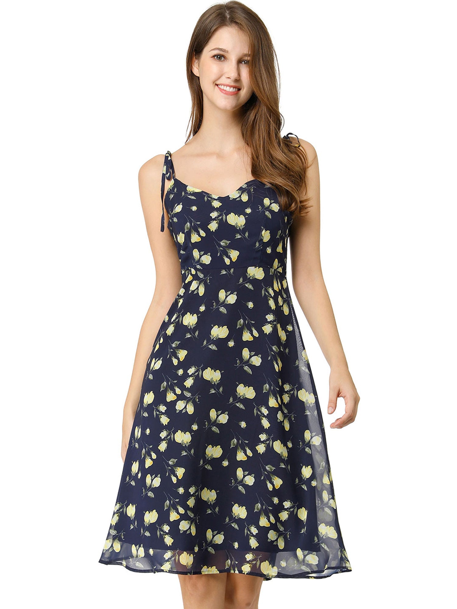 Spaghetti Strap Dress A-Line Smocked Beach Summer Floral Sundress