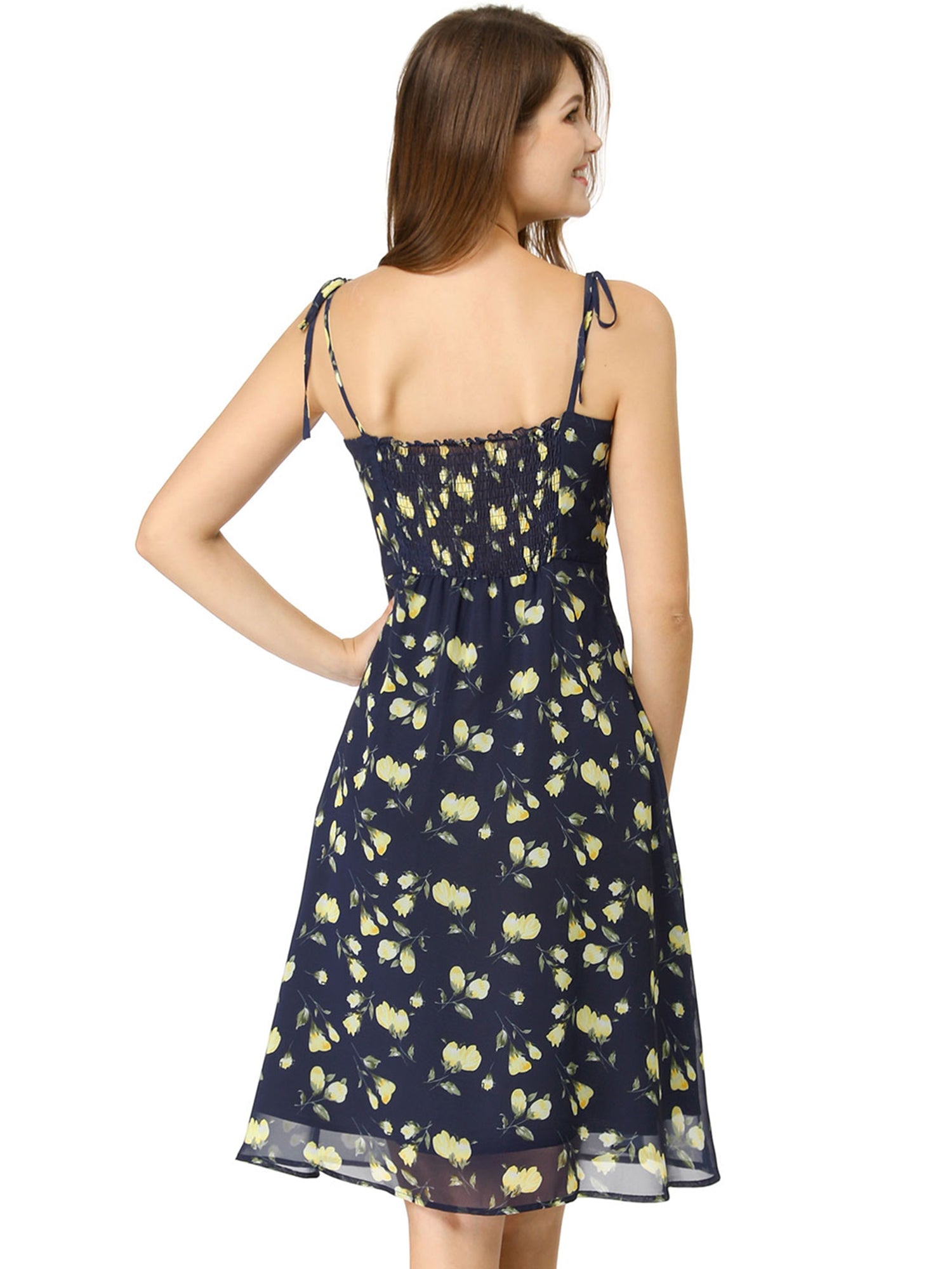 Spaghetti Strap Dress A-Line Smocked Beach Summer Floral Sundress