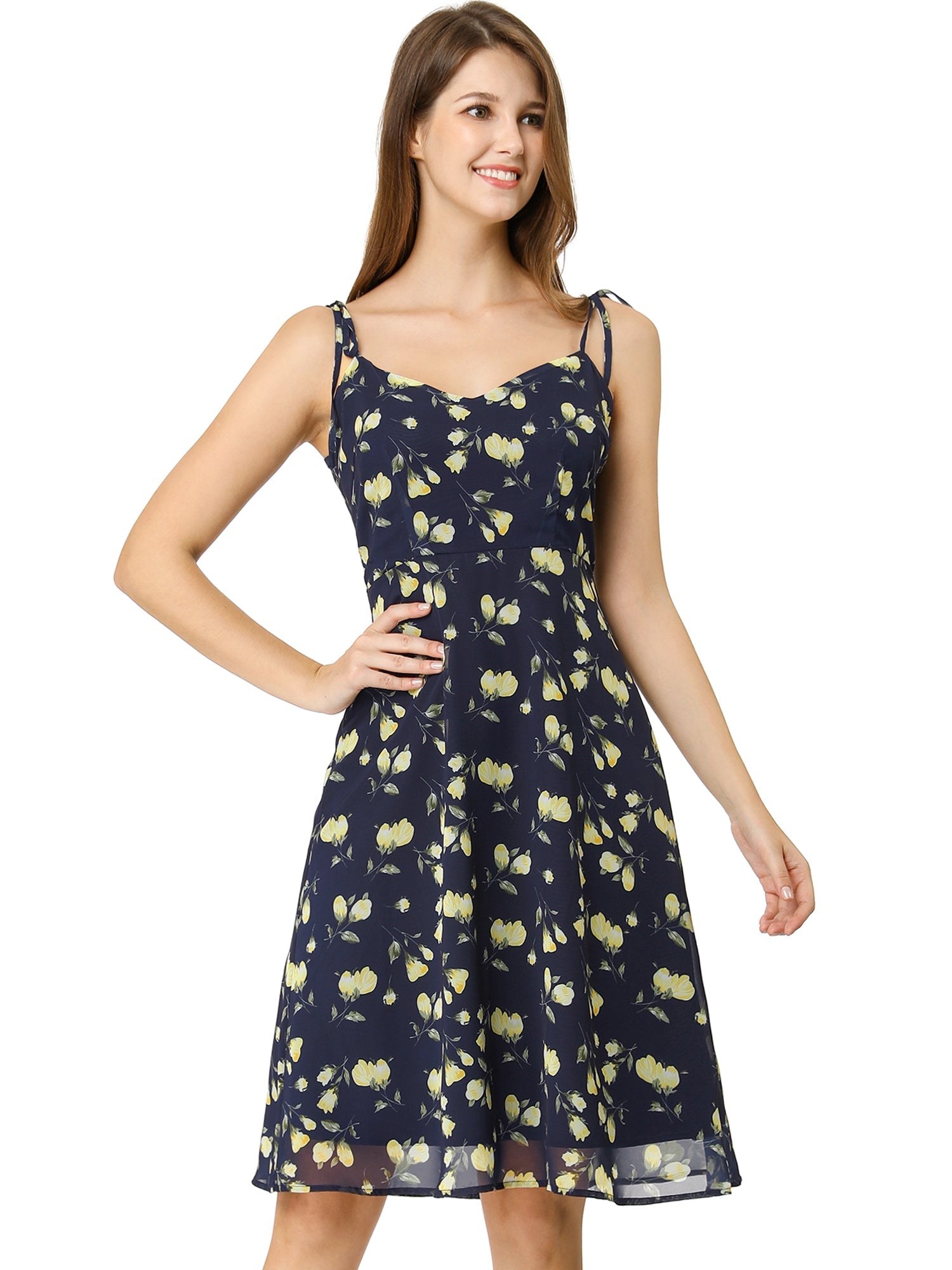 Spaghetti Strap Dress A-Line Smocked Beach Summer Floral Sundress