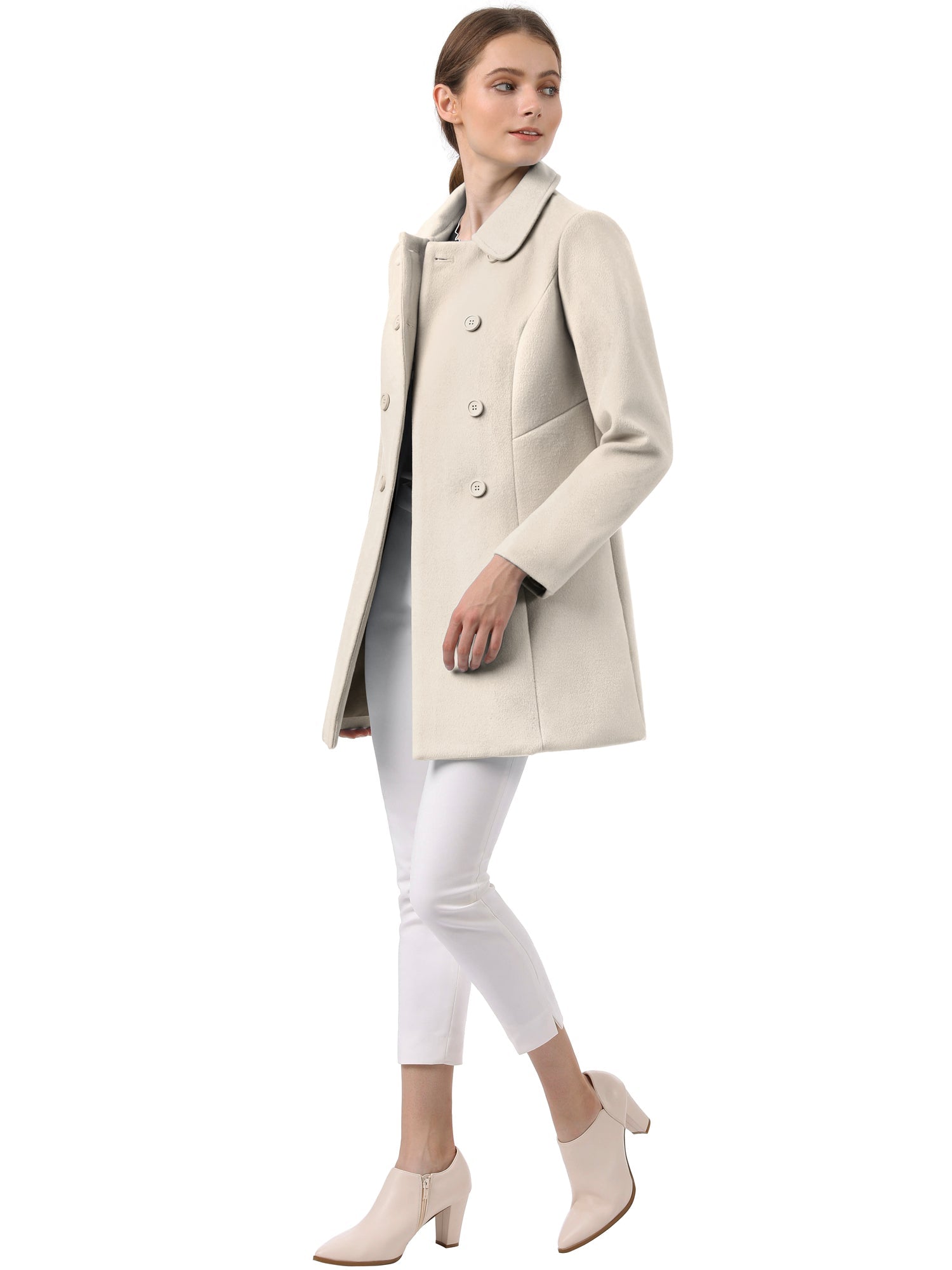 Peter Pan Collar Double Breasted Long Trench Pea Coat