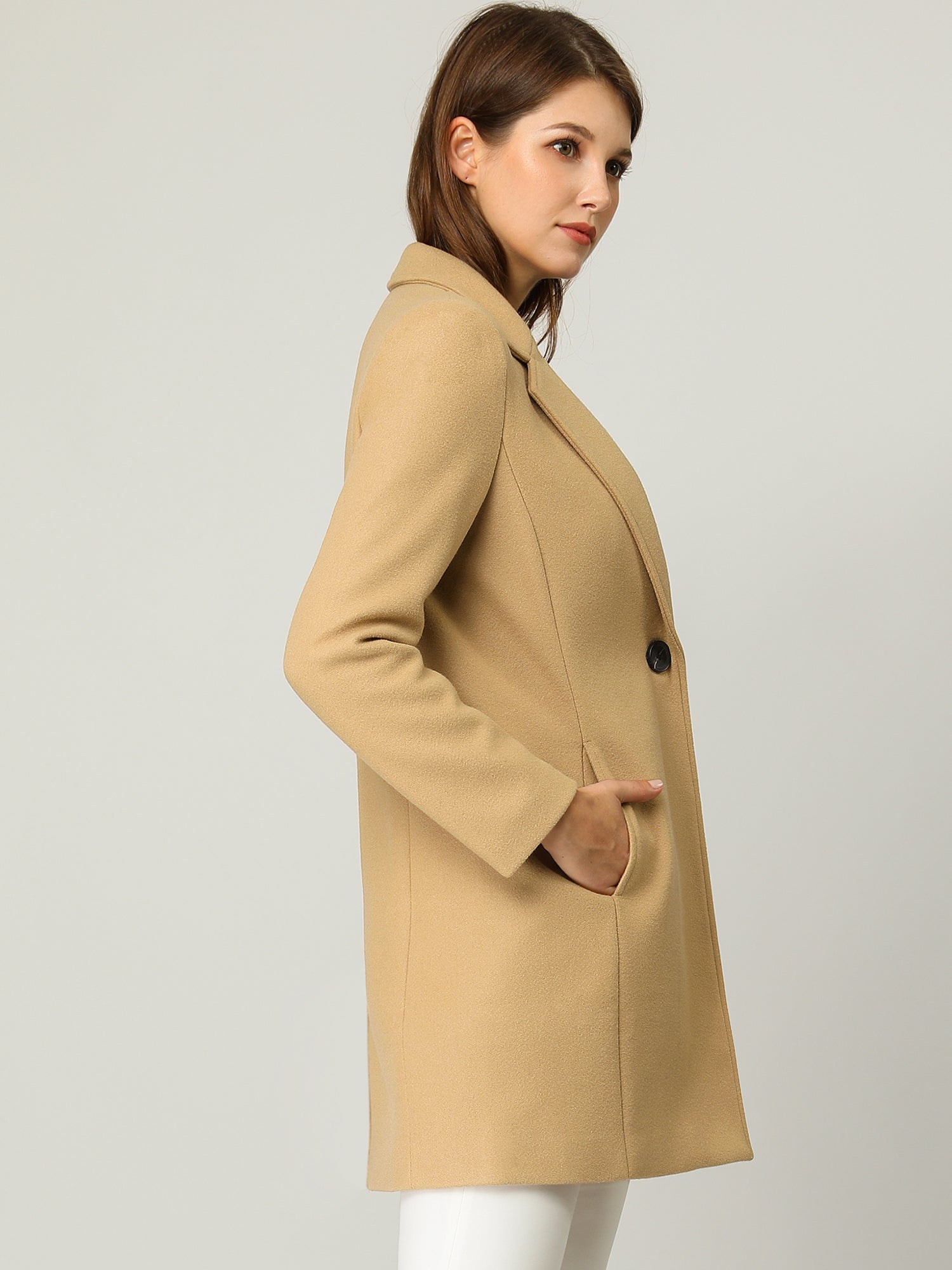 Classic Notched Lapel Long Sleeve Buttoned Coat