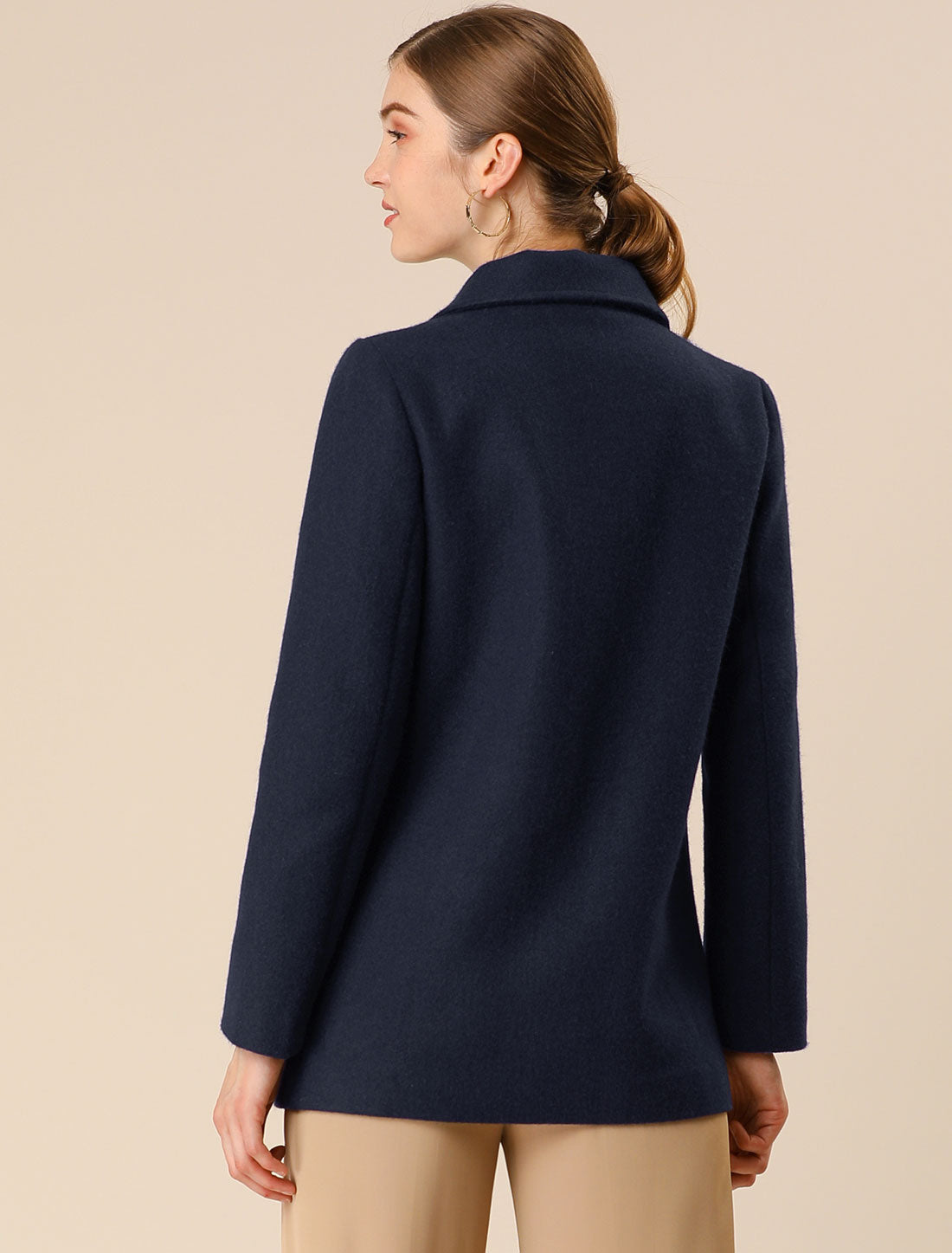 Long Sleeve Double Breasted Button Winter Outerwear Pea Coat