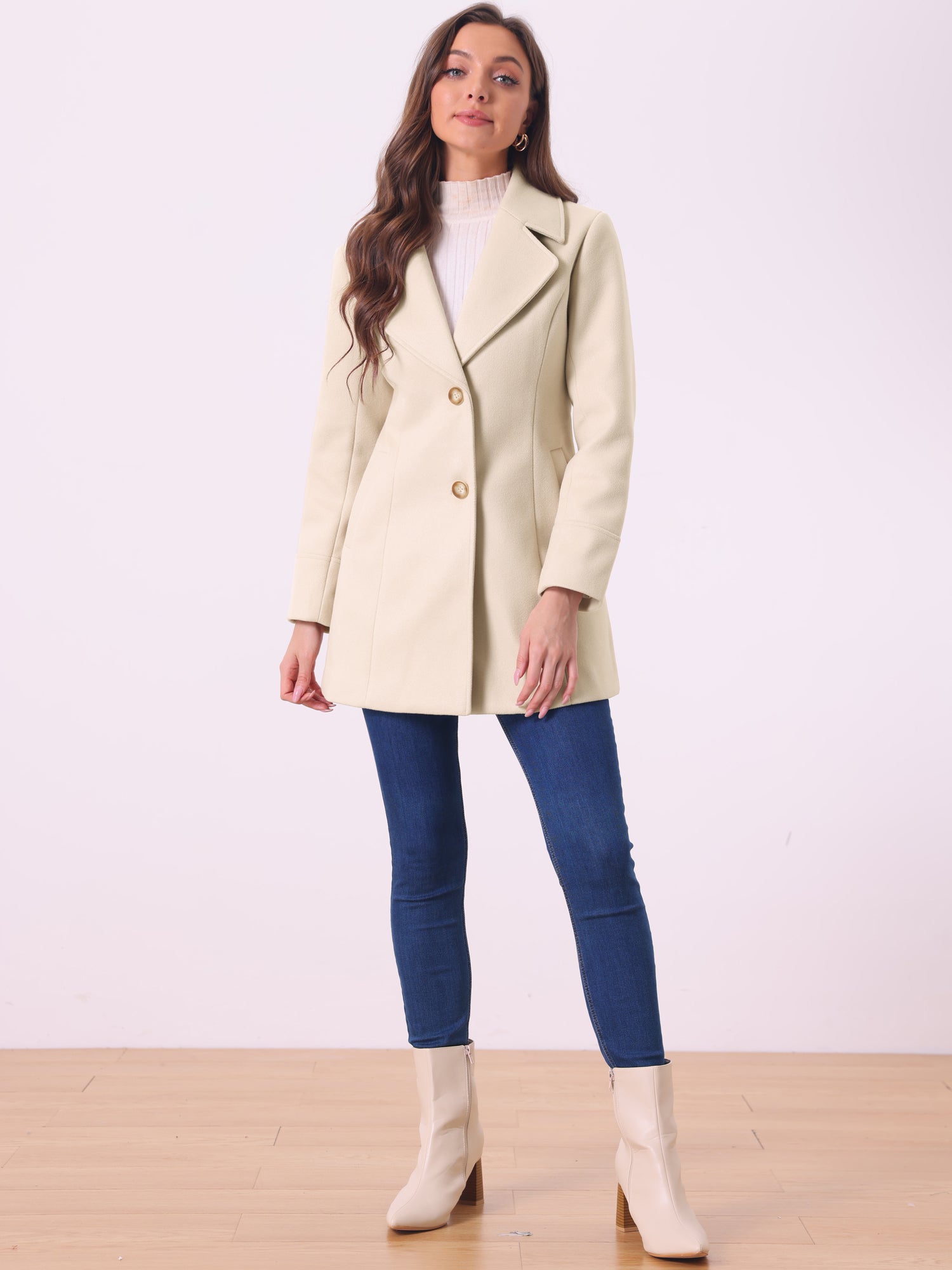 Elegant Notched Shawl Collar Single Breasted Winter Long Coat