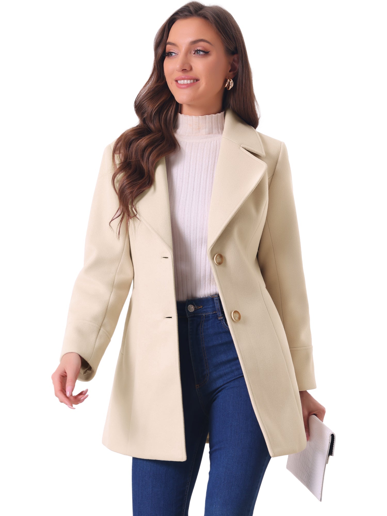 Elegant Notched Shawl Collar Single Breasted Winter Long Coat