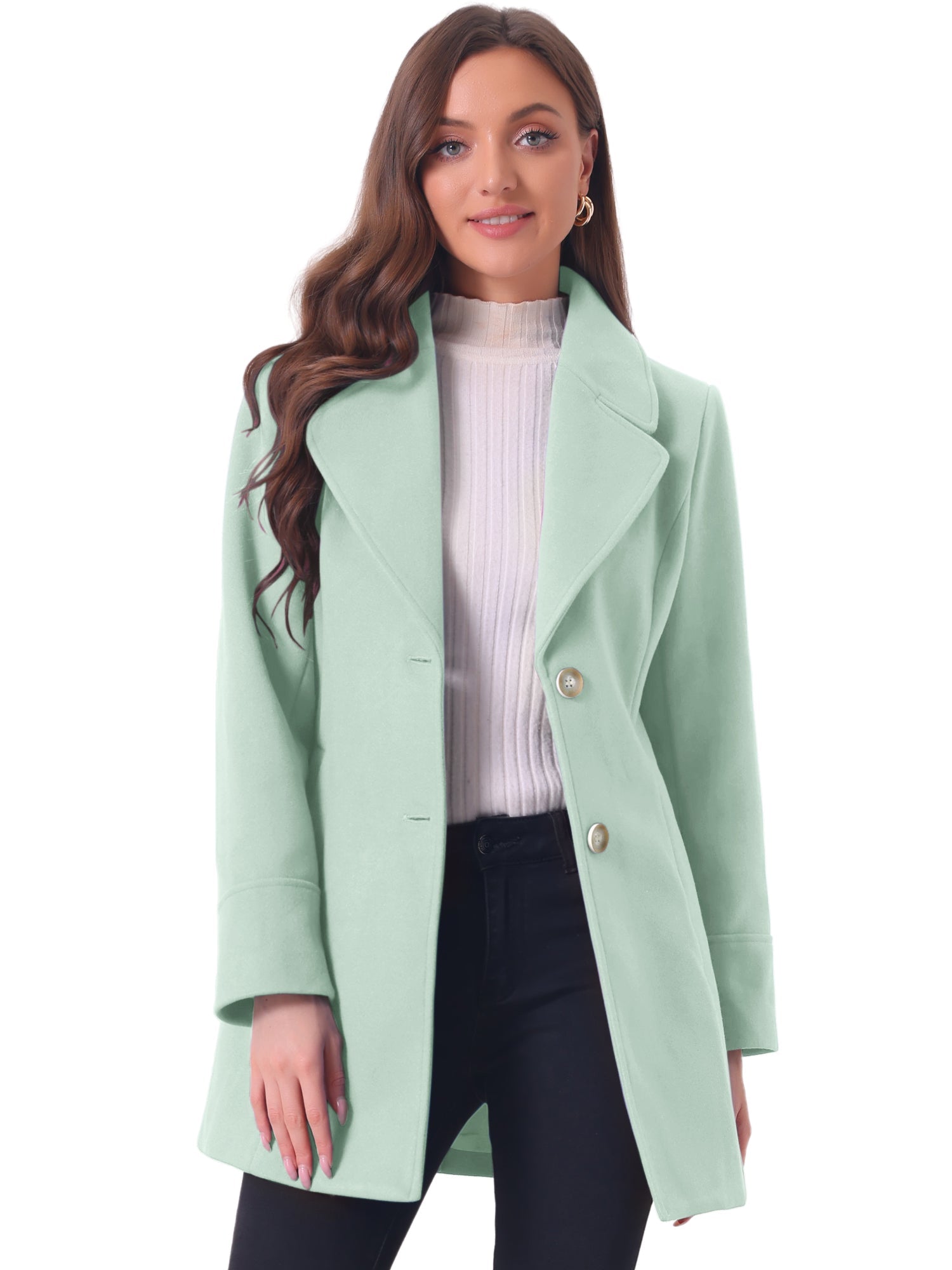 Elegant Notched Shawl Collar Single Breasted Winter Long Coat