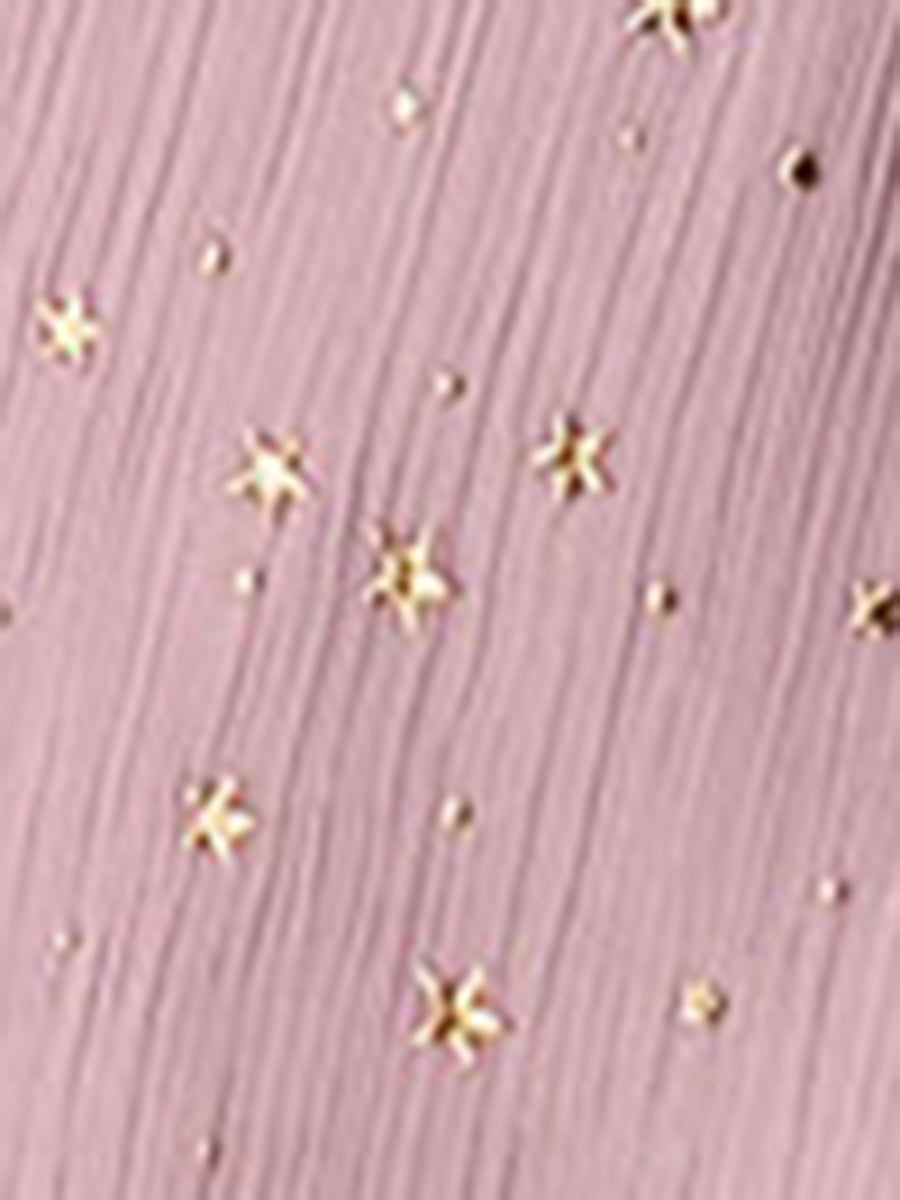 Choker V Neck Flared Gilding Metallic Shiny Star A-Line Dress