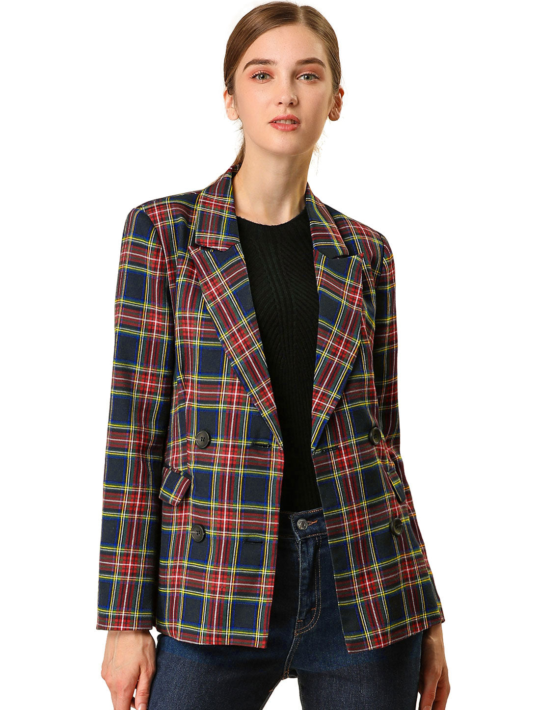 Notched Lapel Double Breasted Work Formal Blazer