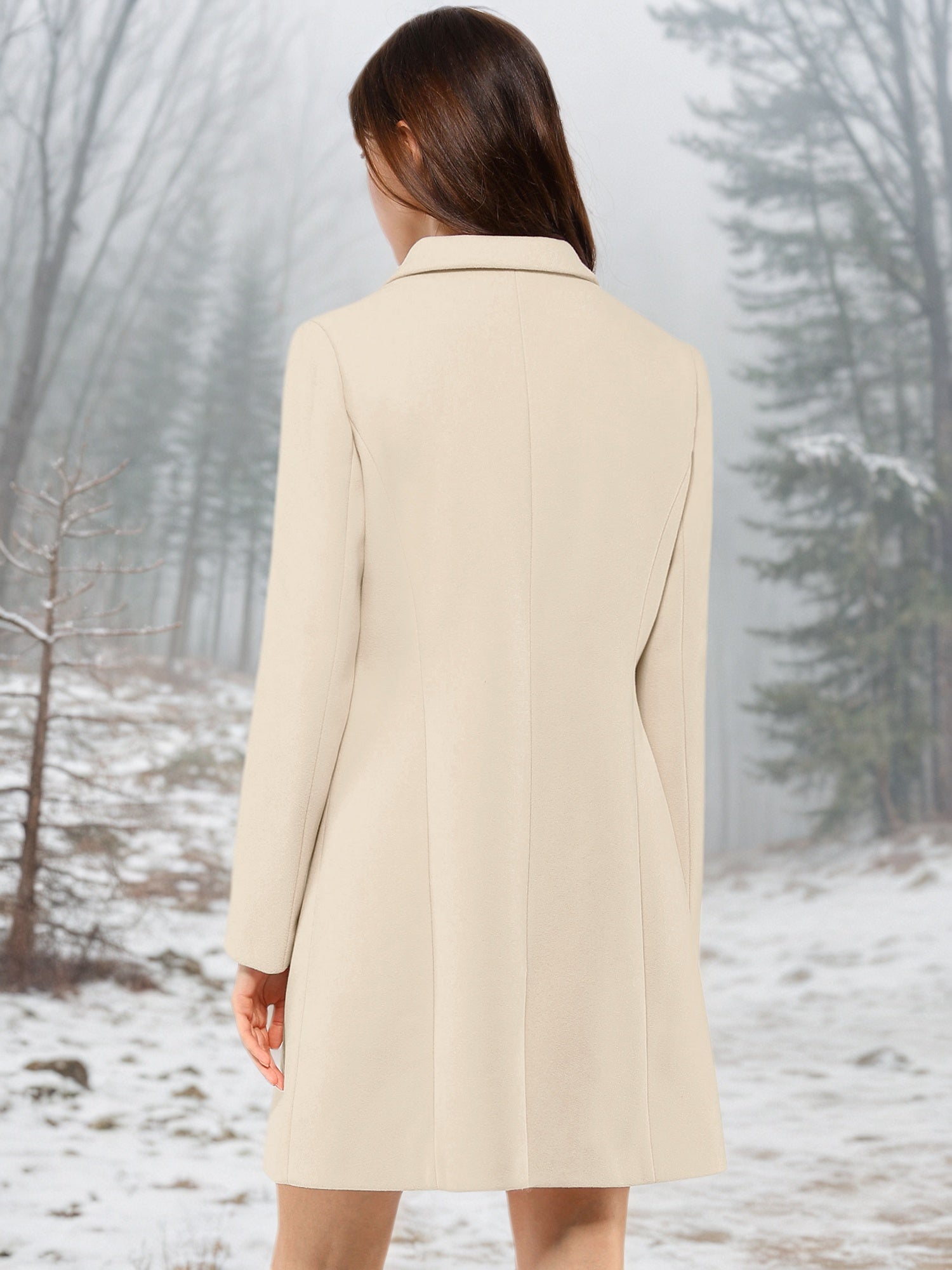 Notched Lapel Single Breasted Outwear Winter Pea Coat